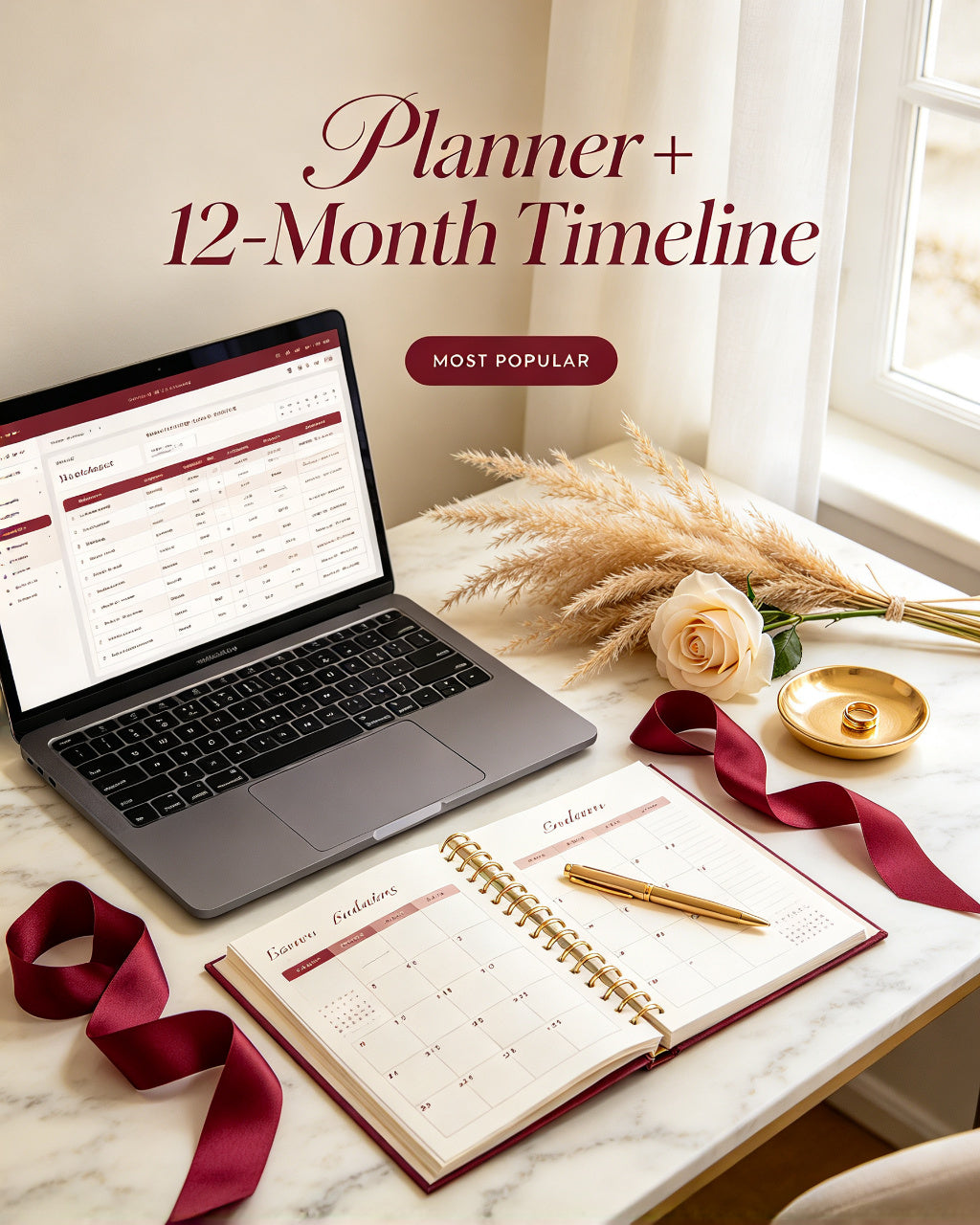 Wedding Planner + 12-Month Timeline Bundle | Google Sheets & Excel | Most Popular
